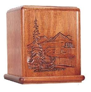 Caja de ataúd de madera conmemorativa de estilo americano/europeo antiguo, grabado barato/en relieve para adultos, almacenamiento de cremación de cenizas funerarias - Product Image 1