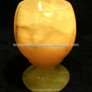 Handmade Onyx Stone <b>Wine</b> <b>Glass</b> Elegant Votive Candle <b>Holder</b> With Intricate Design - Product Image 1