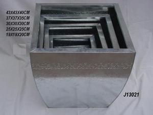 Ensemble de cinq pots de fleurs en tôle galvanisée de haute qualité pour la décoration de jardin et de maison pour les plantes - Product Image 5