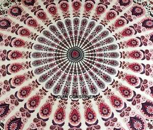 Paon Mandala Roundie tapisserie coton tapis de Yoga serviette de plage décor à la maison plusieurs couleurs ethnique tenture murale par les expéditeurs indiens - Product Image 2