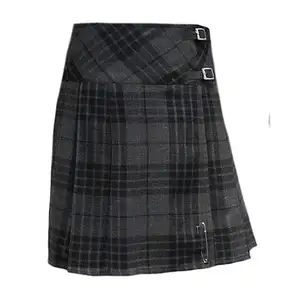 Amazon New Product Women Tartan Grey Granite 20" inch kilt skirts Supplier From Pakistan Best Selling Customized Kilt