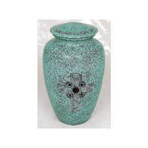 Urnes de crémation vertes personnalisées élégantes Fournitures funéraires Croix en métal de haute qualité Souvenir funéraire ou cendres commémoratives - Product Image 1
