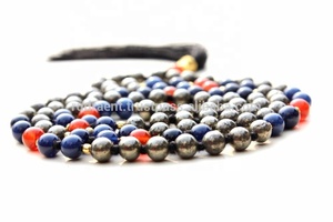 2022 Venta caliente clásico estilo bohemio collar pirita y ónix piedra preciosa borla Mala espiritual hindú Mala cuentas para regalos religiosos - Product Image 3