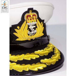 Casquette de capitaine d'équipage maritime brodée avec visière à feuille de chêne et insignes brodés en fil métallique pour usage quotidien en extérieur - Product Image 4