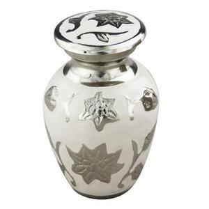 Urnas de cremación para cenizas funerarias, caja de Metal y aluminio con grabado clásico de amor duradero, color blanco, recuerdo de mascotas - Product Image 1