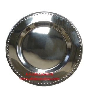 Placa de servicio redonda de diseño de borde martillado, centro de mesa para boda y fiesta, placa de servidor de ensalada, chapado en plata - Product Image 4