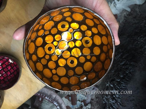 Inside Red Snake Skin Design Coconut Bowl from Vietnam - Product Image 5