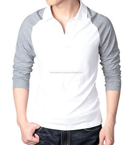 Camisas informales de alta calidad para hombre, cuello redondo, manga larga raglán de dos botones para camisetas Polo/camisa deportiva, patrón sólido 200-240 - Product Image 3