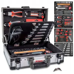 Hi-Spec 91 штук набор хром-ванадиевых инструментов с большинством инструментов для дома и гаража ручные инструменты в алюминиевом корпусе набор инструментов