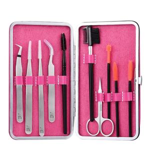 10 pièces pince à épiler professionnelle en acier inoxydable argenté Kit de greffe de cils et d'extension de sourcils avec outils de précision - Product Image 1