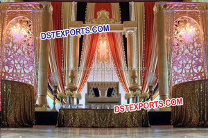 เวทีตกแต่งงานแต่งงานกับแผงเหรียญที่สวยงามเวทีแต่งงานอินเดีย Mughal ธีมเวทีแต่งงาน - Product Image 5