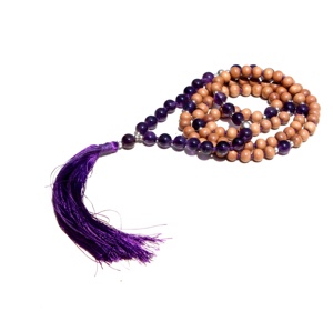 สร้อยคอแบบหยดน้ำ,เครื่องประดับสำหรับโยคะอเมทิสต์อเมทิสต์อินเดียทำจากไม้จันทน์108เม็ด - Product Image 5