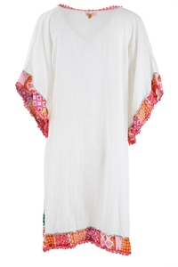 เดรสสั้นคลุมชายหาด คอวี แต่งลูกไม้ แนวโบฮีเมียน ลายแมนดาลา ปักลายสวยงาม สไตล์คลาสสิก สำหรับผู้หญิง ขายดีช่วงซัมเมอร์ - Product Image 5