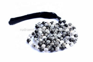 สร้อยคอลูกปัดของศิลปินชาวอินเดียทำด้วยมือทั้ง108ควอตซ์และลูกปัดมาลาพู่ห้อยแบบโบฮีเมียนมาลาสำหรับงานเลี้ยงทางศาสนาใช้ได้ทั้งชายและหญิง - Product Image 4