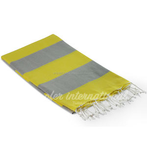 Serviettes Turques Double Pestemal Serviettes Hamam en Gros-Collection Arc-en-ciel Gris/Jaune Fabriqué en Turquie - Product Image 1