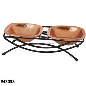 Copper Dog Bowl With Decorative Iron Stand Decorative Metal Iron <b>Frame</b> Double Dog Bowl - Product Image 6