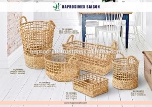 ตะกร้าหวายผักตบชวาปรับแต่งได้, ตะกร้าสานด้วยมือจากธรรมชาติสำหรับเก็บของจิปาถะในบ้าน - Product Image 4