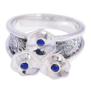 Vente chaude Naturel Lapis Lazuli Gemstone Anneau Éternité Vermeil Nouveau Designer 925 Bijoux En Argent Sterling Pour Unisexe - Product Image 2