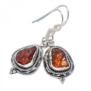 ต่างหูเงินสเตอร์ลิง925ต่างหูหินหยาบสีเหลืองมะนาวธรรมชาติสำหรับผู้หญิงสวย - Product Image 1