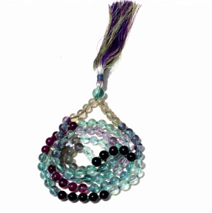 Collar Mala de 108 Cuentas de Fluorita Arcoíris Anudadas, Joyería Espiritual de Yoga, Piedra de Cristal Curativa, Estilo Bohemio, 8mm, Unisex, Rudra - Product Image 4