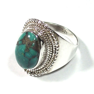 Bague en argent indien pour femme, bijou tibétain, Turquoise, - Product Image 2