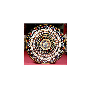 Meuble de Table basse à incrustation métallique, effet marbre - Product Image 1