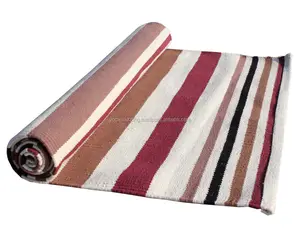 Blue coloured striped Yoga Rug,