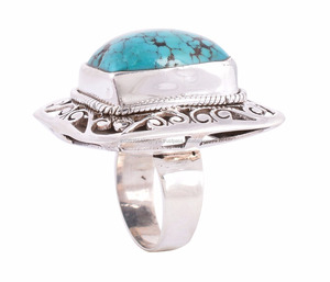 925 Silver Collection Inlay Handcrafted <b>Turquoise</b> Stone <b>Rings</b> Bohemian Style <b>Ring</b> for Women - Product Image 2