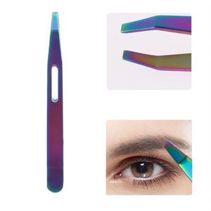 แหนบถอนขนคิ้วสแตนเลส,อุปกรณ์แต่งหน้าปลายเอียงคลิปถอนขนมืออาชีพฉลากคิ้วส่วนตัว - Product Image 1