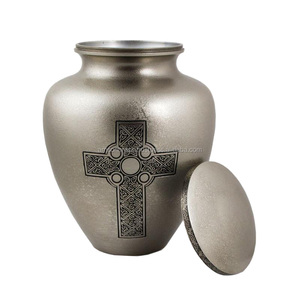 Urnes funéraires en laiton en métal pour cendres humaines Urne funéraire finie imprimée en émail blanc pour cendres humaines - Product Image 2