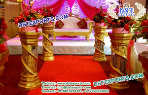 Accesorios de fibra de pavo real para pasarela, pedestales de fibra blanca tallada, pilares de boda - Product Image 2