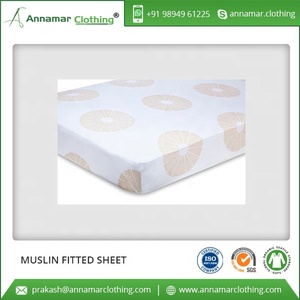 การออกแบบที่ทันสมัยผ้าฝ้าย100% พิมพ์มัสลินผ้าฝ้ายติดตั้งแผ่นสำหรับขาย - Product Image 2
