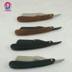 Rasoirs droits personnalisés pour le rasage du visage Manche en bois brun noir Rasoirs de barbier personnalisables - Product Image 1