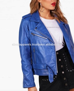 แจ็กเก็ตหนังมีซิปให้ความอบอุ่นสำหรับผู้หญิงเสื้อแจ็คเก็ตนักขี่จักรยานไซส์ใหญ่พิเศษระบายอากาศได้ผ้าถักลายทาง - Product Image 4