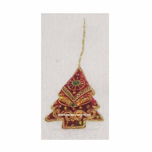 Zari Embroidery <b>Tree</b> Shape Christmas <b>Ornaments</b> - Product Image 1