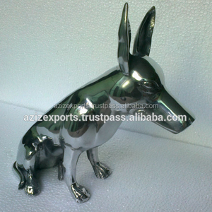 Figura de Metal casting Bull Terrier para decoración del hogar, figurita de perro sentado de aluminio, decoración hecha a mano brillante pulido - Product Image 2