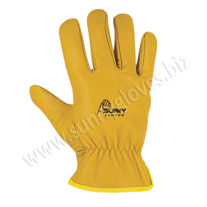 Gants pour conducteur en cuir de vache jaune, pleine fleur, gants pour travail et sécurité en cuir - Product Image 3