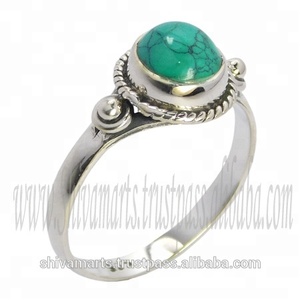 Nouveau Designer Bijoux Légers Solide 925 Sterling Silver Turquoise Gemstone Ring Eternity Vermeil Rings Supplier - Product Image 2