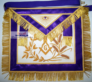 Tabliers de past maître maçonnique, broderie artisanale, simili cuir et ruban, régalia maçonnique - Product Image 4