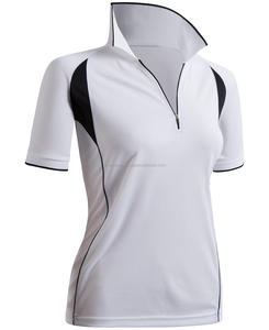 Polo blanc à manches courtes avec logo personnalisé pour femmes décontracté motif solide séchage rapide respirant en polyester style zippé - Product Image 1