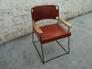 Chaise de relaxation industrielle en cuir Antique, fauteuil durable - Product Image 3