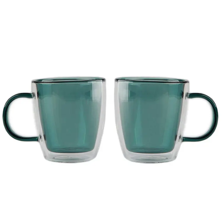 Высококачественная цветная кружка для чая и кофе из боросиликатного стекла с двойными стенками