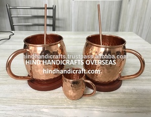 Tazas de metal brillante con vaso de cobre Moscow Mule de 16 oz con logotipo personalizado en relieve por fabricante indio - Product Image 5