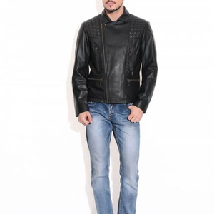 Chaqueta de Cuero Genuino Negra Pura de Piel de Vaca para Motociclistas, Chaqueta Personalizada de Moda para Motociclistas - Product Image 1