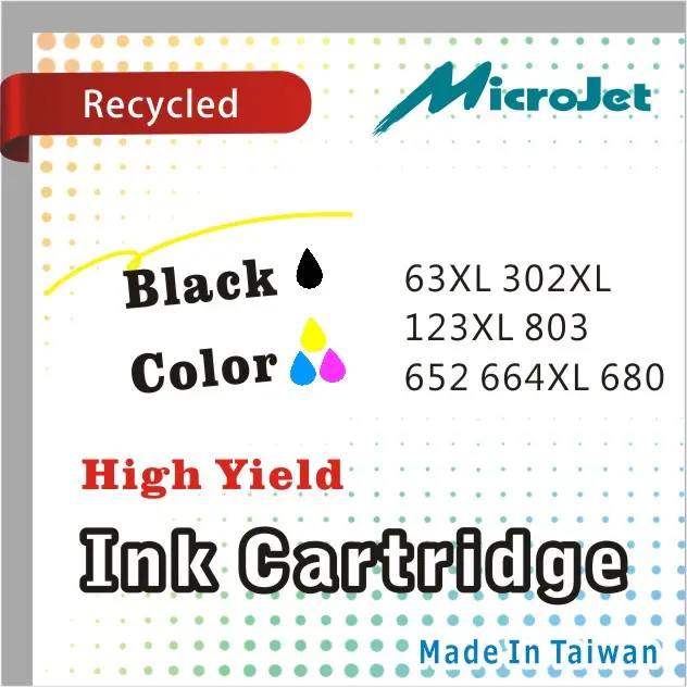 63XL 302XL 123XL 803 652 664XL 680 Ink - Recycled Inkjet Print Cartridges