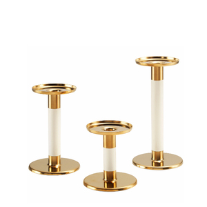 Brass Glitter Candlestick <b>Taper</b> <b>Candle</b> Holder Set of 3 - Product Image 1