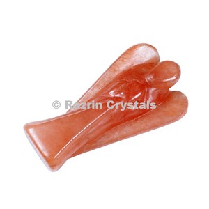 Gema de melocotón Aventurina, Ángel, 2 pulgadas - Product Image 1