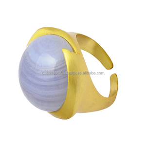 แหวนพลอยอาเกตสีฟ้า925แหวนเงินสเตอร์ลิงประดับด้วยเรือนชุบทองแหวนแฟชั่นทันสมัยสำหรับปาร์ตี้ของขวัญแต่งงาน - Product Image 2