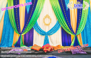 Glossy Mehandi Stage Backdrop <b>Curtains</b> Punjabi Style Wedding Stage Backdrop <b>Curtain</b> Indian Wedding Mandap Backdrop <b>Curtain</b> - Product Image 4