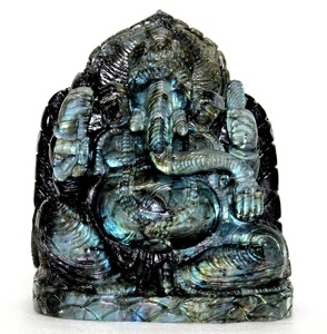 Buy Natural Gemstone Semi-precious Stone Carving Handcrafted Top Grade Labradorite Ganesha <b>Statue</b> Figurine Carving - Product Image 3